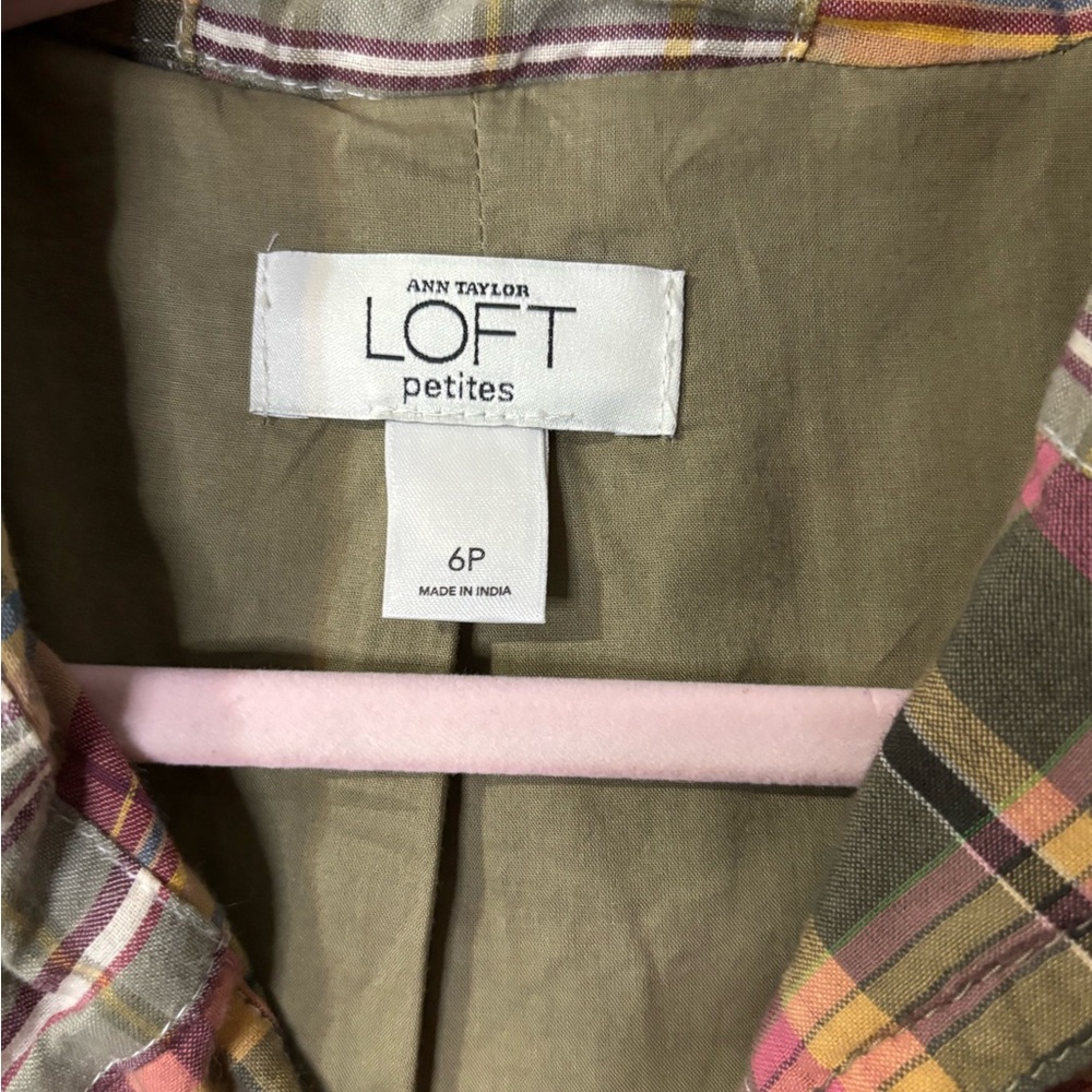 Loft Patchwork Plaid Jacket - Size 6p - image 4
